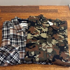 Goodfellow & Co Plaid and Camouflage Button Down Shirts;size M